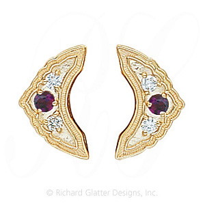 GS047-2 AMY/D - 14 Karat Gold Slide with Amethyst center and Diamond accents 